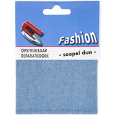 Reparatiedoek jeans soepel dun Fashion opstrijkbaar 10x40cm Repraratiedoek RPD - SOEPEL - 117501 licht Jeans